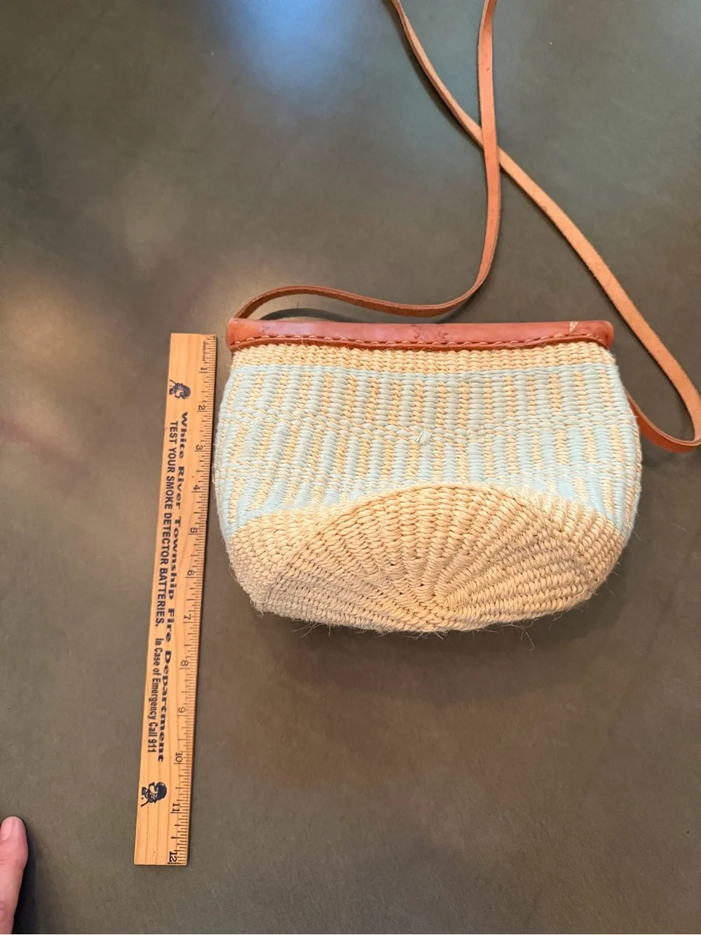 Boho Sisal Straw & Leather Crossbody Shoulder Bag Woven Artisan - Picture 5 of 8